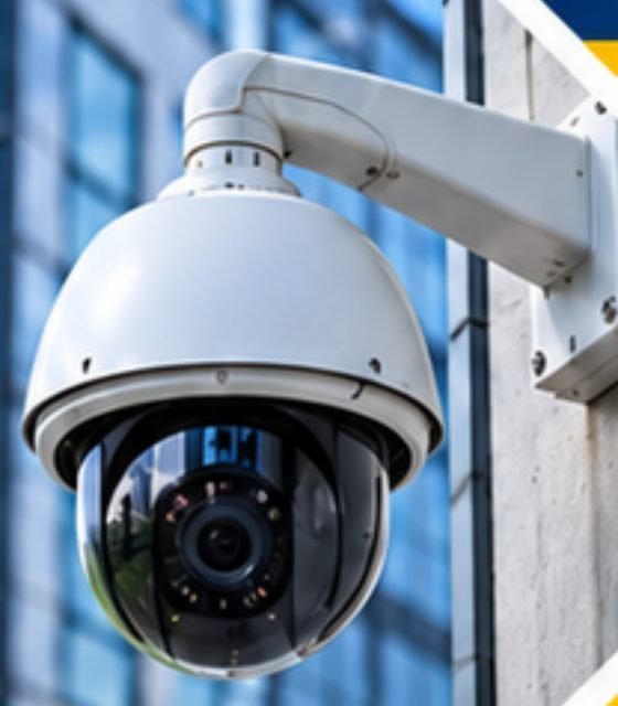 Dome CCTV camera on a building